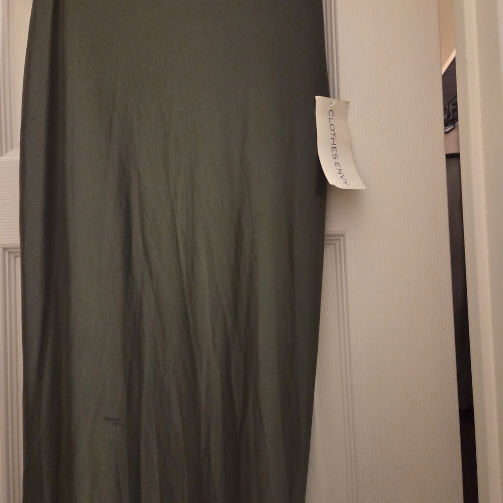 Brand New Spandex Waist High Elegant Olive Pencil Skirt by